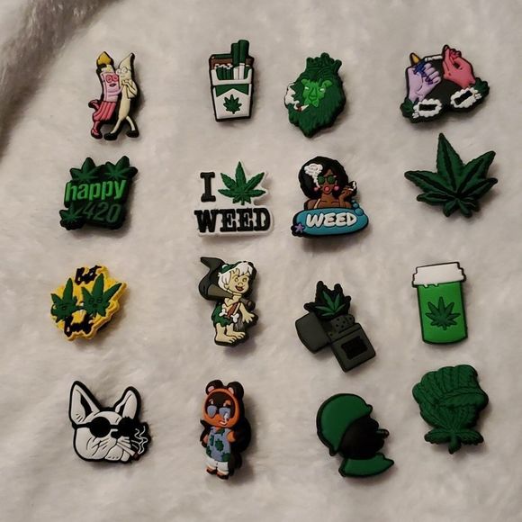 16 420 Weed Mari juana Joint Medical Edible Wax Pot Crocs Jibbitz Shoe‎ Charms - Picture 1 of 5